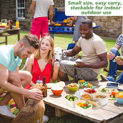 4 Compartment Snack Box Container Tray, Divided Serving Tray with Lid, Mini Small Snackle Box, Portable Charcuterie Container for Party, Picnic, Travel, Food Platter for Snack, Fruits, Veggies