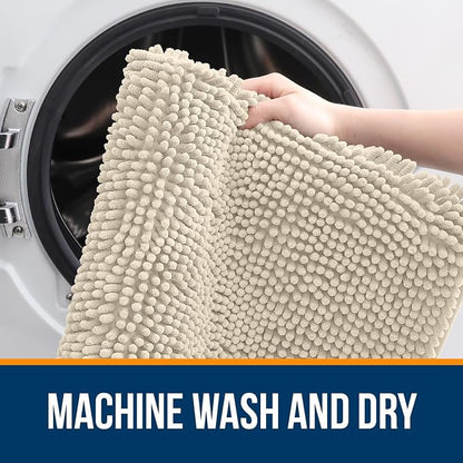 OLANLY Large Bathroom Rugs 70x46, Extra Soft Absorbent Chenille Bath Rugs, Rubber Backing Quick Dry, Machine Washable Bath Mats for Bathroom Floor, Tub and Shower, Home Decor Accessories, Sand