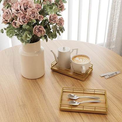 Wooden Decorative Tray, Oak 7.5" L Coffee Table Tray for Kitchen Countertop Soap Sponge Holder for Dresser Perfume Jewelry Candle Nightstand Table Centerpieces for Dining Room Decor Natural