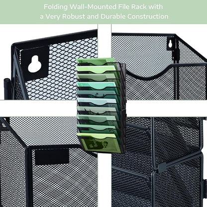 10 Tier Mesh Hanging File Organizer Vertical Wall File Organizer Wall File Holder for Office School Home, Black