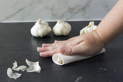 Garlic Peeler - Silicone Easy Roll Garlic Roller Tube - Sturdy Thick Odor Free Silicone - Removes Garlic Peels in Seconds - Peels Multiple Cloves - BPA Free