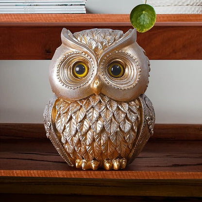 Artpaul Owl Decorations for Home Small Owl Decor Figurines Shelf Decor Home Office Living Room Decorations Birthday Gifts (Gold)