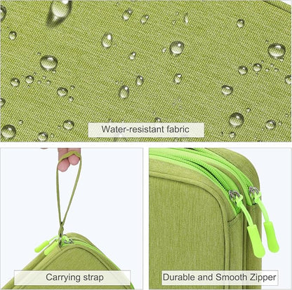 FYY Electronic Organizer, Large Travel Cable Organizer Bag Pouch Electronic Accessories Carry Case Portable Waterproof Double Layers All-in-One Storage Bag for Cable, Cord, Charger, Green
