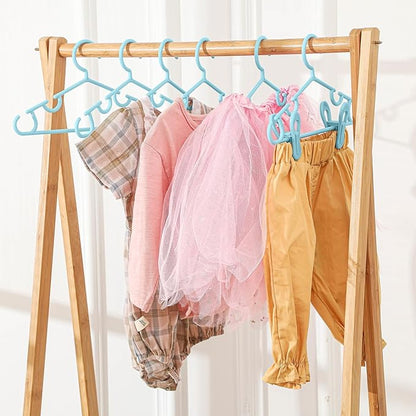 Hsei 5/10/40 Pack Baby Hangers with 10/20/80 Clips, Plastic Kids Pants Hangers for Nursery Closet Top and Bottom Clothes Hanger Set for Newborn Infant Toddler(120 Packs Total,Sky Blue,10.6 Inch)