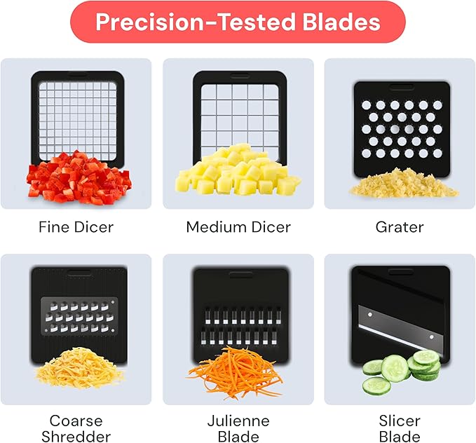 Fullstar Core Vegetable Chopper - Chop and Slice Lid - Food Chopper with Container, Veggie Chopper, Fruit Slicer, Onion Dicer - Meal Prep Essential - Kitchen Gadgets and Gifts (6-in-1, White/Black)