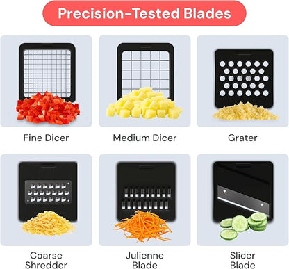 Fullstar Core Vegetable Chopper - Chop and Slice Lid - Food Chopper with Container, Veggie Chopper, Fruit Slicer, Onion Dicer - Meal Prep Essential - Kitchen Gadgets and Gifts (6-in-1, White/Black)
