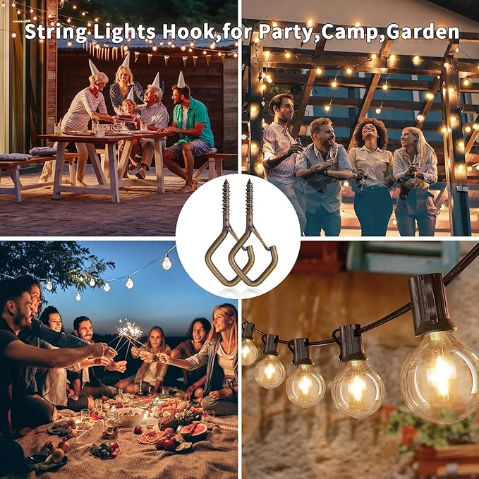 20 PCS Q-Hanger Hooks for String Lights, Ceiling Hangers for Plants & Wind Chimes, Christmas Decorations Outdoor Hooks Bronze