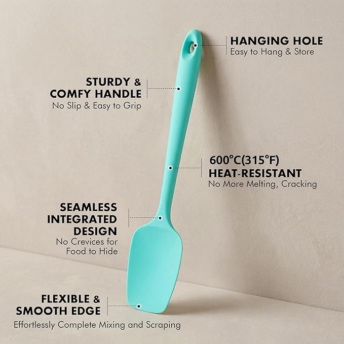 2 Pieces Silicone Spatula Set: Ironberry 600ºF Heat Resistant Food Grade Cooking & Baking Utensils, Kitchen Flexible Nonstick Rubber Scraper for Scraping, Mixing, Scrambling, Flipping (Aqua Sky)