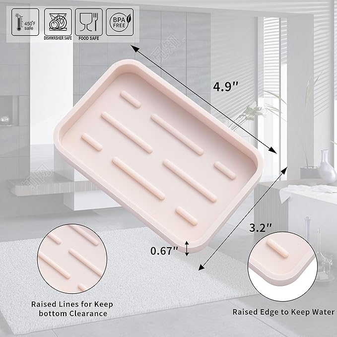MicoYang Silicone Kitchen Sink Organizer Tray for Multiple Usage,Easy Clean Sponges Holder for Kitchen Bathroom Counter or Sink,Dish Soap Dispenser,Scrubber,Bottle,Cup Tapioca 4.9”x 3.2”