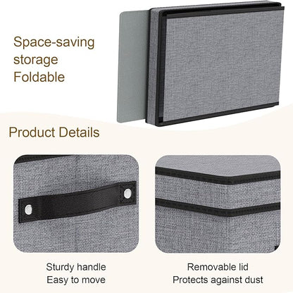 YheenLf Storage Bins with Lids, 7.1 x 9.1 x 13 Inch Closet Organizers for Shoes Towels Books, Storage Boxes with Handles, Gray, 5-Pack