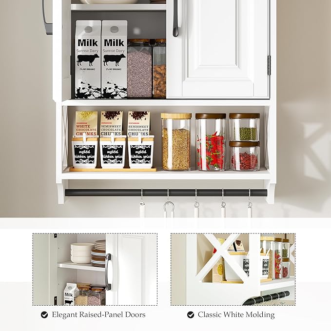 Farmhouse Bathroom Wall Cabinet with Tower Bar, 20"x25" Wall Storage Cabinet with Barn Doors & 3 Point Adjustable Shelf, 3-Tier Wall Mounted Medicine Cabinet for Bathroom Kitchen Living Room