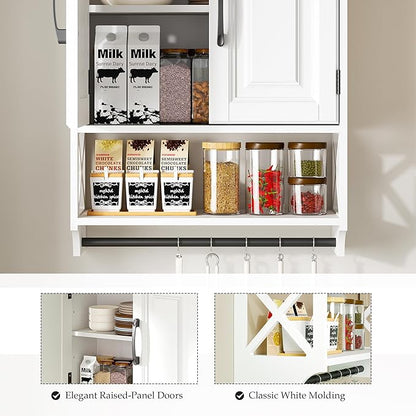 Farmhouse Bathroom Wall Cabinet with Tower Bar, 20"x25" Wall Storage Cabinet with Barn Doors & 3 Point Adjustable Shelf, 3-Tier Wall Mounted Medicine Cabinet for Bathroom Kitchen Living Room