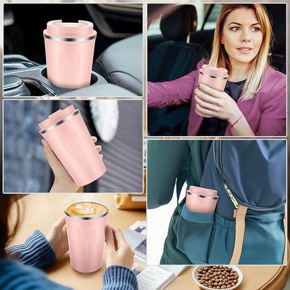 CS COSDDI 12 oz Stainless Steel Vacuum Insulated Tumbler - Coffee Travel Mug Spill Proof with Lid - Coffee Cups for Keep Hot/Ice Coffee,Tea and Beer