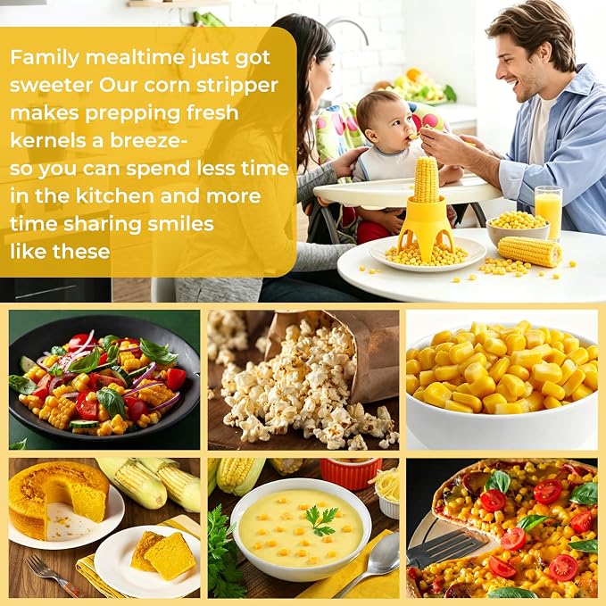 LIIGEMI Corn Stripper & Peeler Tool – Safe, Fast Corn Kernel Remover for Fresh, Cooked & Dry Corn – Non-Slip Handle, Essential Kitchen Gadget for Easy Meal Prep