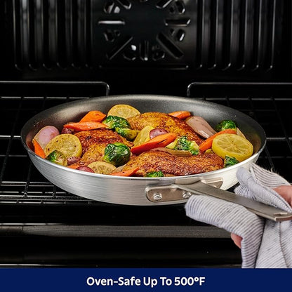 Tramontina Professional 12-Inch Non Stick Large Frying Pan, Heavy-Gauge Aluminum Skillet with Reinforced Nonstick Coating, Gray Handle, Dishwasher and Oven Safe
