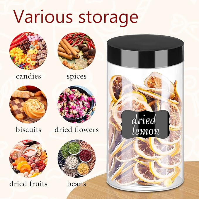 Hajoyful Plastic Jars with Lids 20Pcs 14 oz Clear Plastic Slime Storage Jars Containers with Airtight Leak Proof Black Plastic Screw On Lids Cylinder Clear Round Jar Food Grade Durable PET Jar