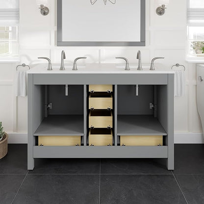 Eviva Aberdeen 48 Inch Bath Vanity with Sink- Gray Bathroom Vanity with Carrara Quartz Top