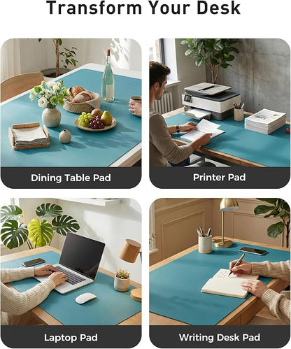 Aothia Faux Leather Desk Mat - Large Mouse Pad, Non-Slip PU Leather Blotter, Waterproof Writing Surface for Office and Home (Turquoise, 40" x 24")