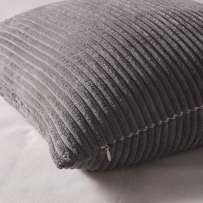 Topfinel Cushion Cover 50x50 cm Gray Set of 4 Corduroy Pillow Covers Cushion Cover Decorative Cushion Cover Sofa Cushion Deco for Sofa Bedroom Living Room Balcony Children Fluffy Gradient