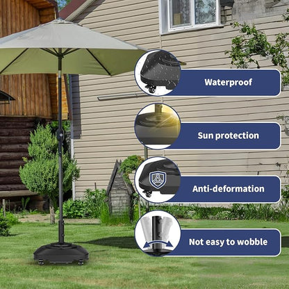Patio Umbrella Base Heavy Duty with Wheels, Max 100lb Fillable Umbrella Stand Mobile Square Market Stand, Windproof Outdoor Umbrella Holder for Deck, Poolside, Lawn, Fits Muti Sized Umbrellas