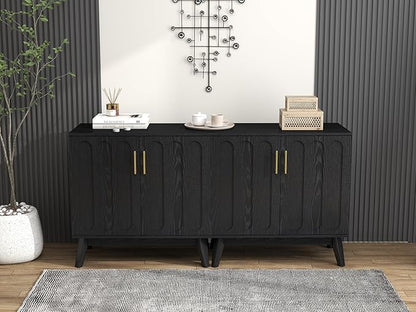 LKTART Black Sideboard Buffet, Small Storage Cabinet with Doors and Shelves for Living,Kitchen