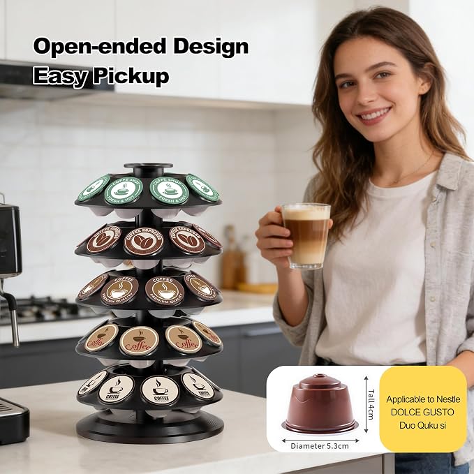 Coffee Pod Holder, keurig pods holder Organizer Compatible with 40 Dolce Gusto Capsules,Home or Office Kitchen Counter Space-Saving Stand