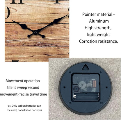 XNM 10 Inch Rustic Wall Clock for Bedroom Battery Wall Clock Silent Brown Round Small Clock Wood(No Solid Wood, It is with MDF Material)