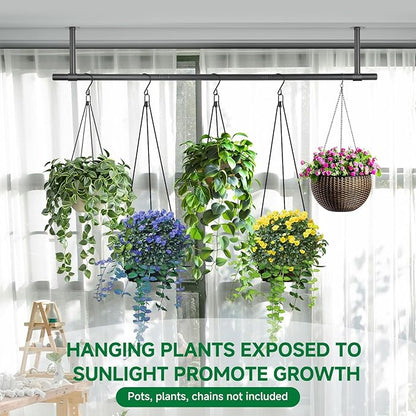 2 pcs Hanging Planters Rod, Plant Hanger Indoor for Window Ceiling, Hanging Plant Shelf for Wall Planter House Plants, Plant Shelves Metal Holder Bar 31.5 In (Pots, Plants, Chains not Included)
