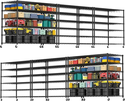 PrimeZone 6 Tier 80.7" H x 55.5" W x 24" D Wire Shelving with Wheels 3600lbs NSF Certified Storage Shelves Heavy Duty Metal Shelf Adjustable Rolling Rack Commercial Garage Restaurant Warehouse 6Pack