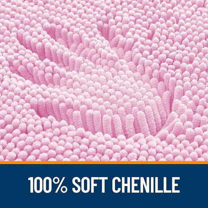 OLANLY Small Bathroom Rugs 24x16, Extra Soft Absorbent Chenille Bath Rugs, Rubber Backing Quick Dry, Machine Washable Bath Mats for Bathroom Floor, Tub and Shower, Home Decor Accessories, Pink