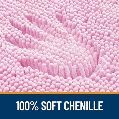 OLANLY Large Bathroom Rugs 70x46, Extra Soft Absorbent Chenille Bath Rugs, Rubber Backing Quick Dry, Machine Washable Bath Mats for Bathroom Floor, Tub and Shower, Home Decor Accessories, Pink