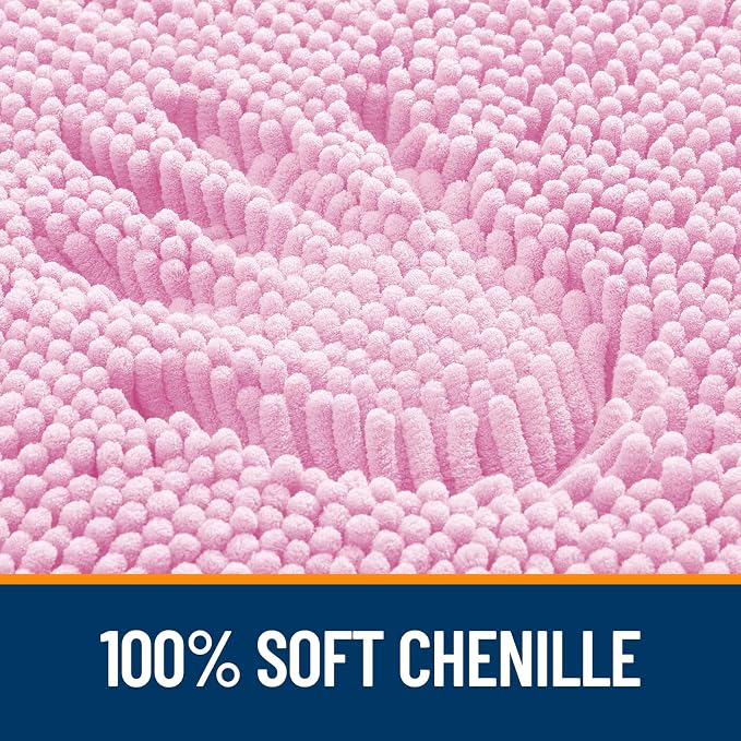 OLANLY Bathroom Runner Rugs 59x20, Extra Soft Absorbent Chenille Bath Rugs, Rubber Backing Quick Dry, Machine Washable Long Bath Mats for Bathroom Floor, Tub and Shower, Home Decor Accessories, Pink