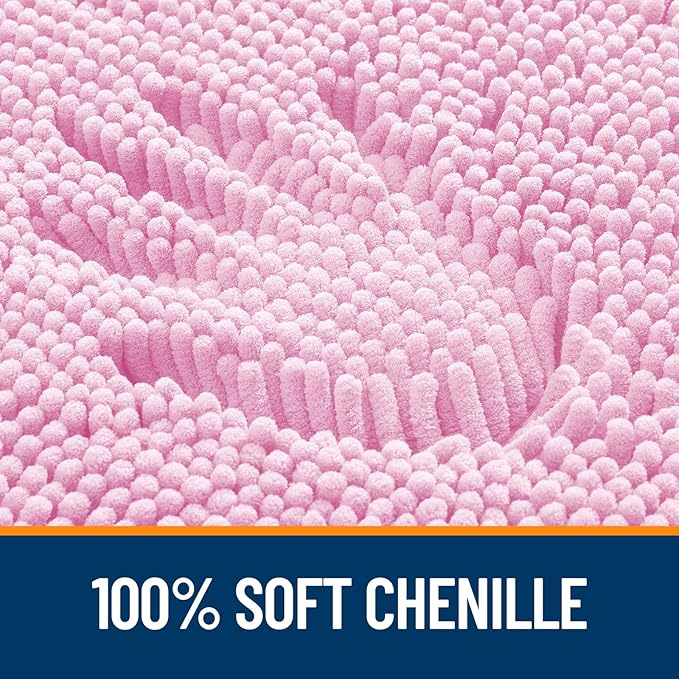 OLANLY Large Bathroom Rugs 47x32, Extra Soft Absorbent Chenille Bath Rugs, Rubber Backing Quick Dry, Machine Washable Bath Mats for Bathroom Floor, Tub and Shower, Home Decor Accessories, Pink