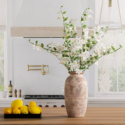 Ceramic Rustic Flower Vase, Large Farmhouse Vases Home Decor, 12.5" Tall Pottery Decorative Pampas Vase for Table Living Room Entryway Mantel Bookshelf Bedroom Bathroom Kitchen