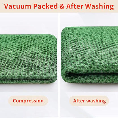 Homaxy 100% Cotton Oversized Waffle Weave Kitchen Dish Towels, Ultra Soft Absorbent Quick Drying Cleaning Towel, 20x28 Inches, 8-Pack, Grass Green
