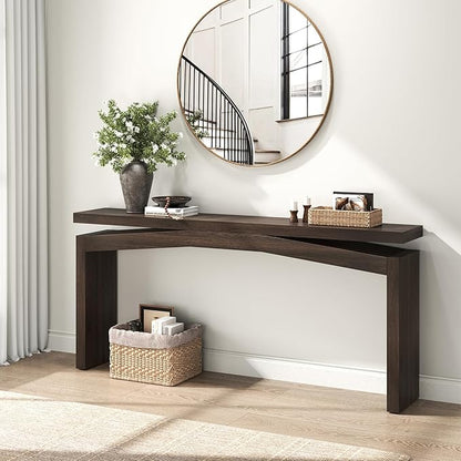 63-Inch Farmhouse Entryway Table Behind Couch Skinny, Long Wooden Entrance Table for Living Room Narrow, Rectangular Modern Console Tables for Apartment, Home, Dark Brown