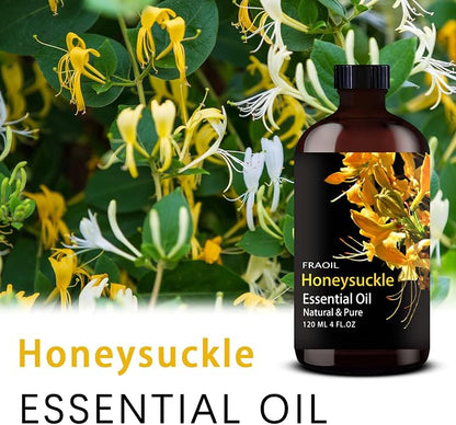 Honeysuckle Essential Oil, Honeysuckle Oil 4 Fl Oz 120ML for Diffuser Humidifier Yoga Cleaning DIY Candle Soap Making Essential Oils