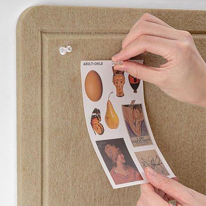 Bulletin Board, 36 x 24 inches Felt Board - Decorative Pin Board, Cork Board Alternative for Wall, 3' x 2' Foldable Picture Board Self-Adhesive Vision Board with 20 Pushpins - Desert Brown