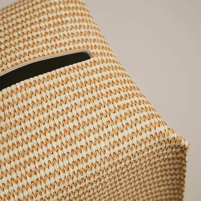 OLETHA Square Tissue Box Cover - Aesthetic Desk Decor for Room, Home & Office - Tissues Cube Boxes Holder - Rattan Textured, Set of 2