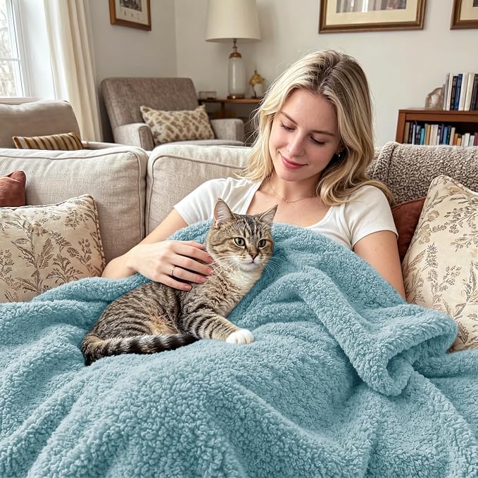 Exclusivo Mezcla Fleece Twin Size Bed Blanket, Ultra Soft, Lightweight and Fuzzy Stone Blue Blanket for Women, Home Decor, 60x80 Inches