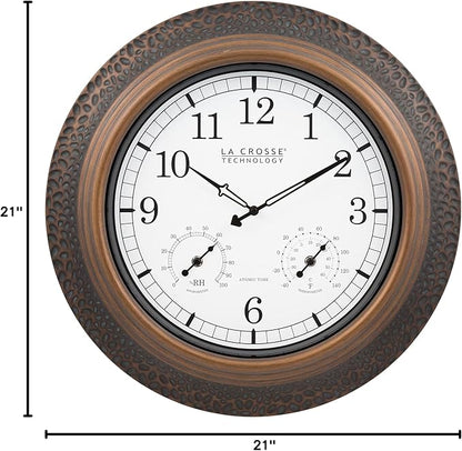 La Crosse Technology 21 in. Indoor/Outdoor Marcella Metal Atomic Wall Clock