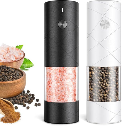 Electric Salt and Pepper Grinder Set, Rechargeable Automatic Pepper Mill Grinder with LED the Gifts for Women, Adjustable Coarseness shakers, One-Hand Operation for Kitchen Appliances Christmas Gifts