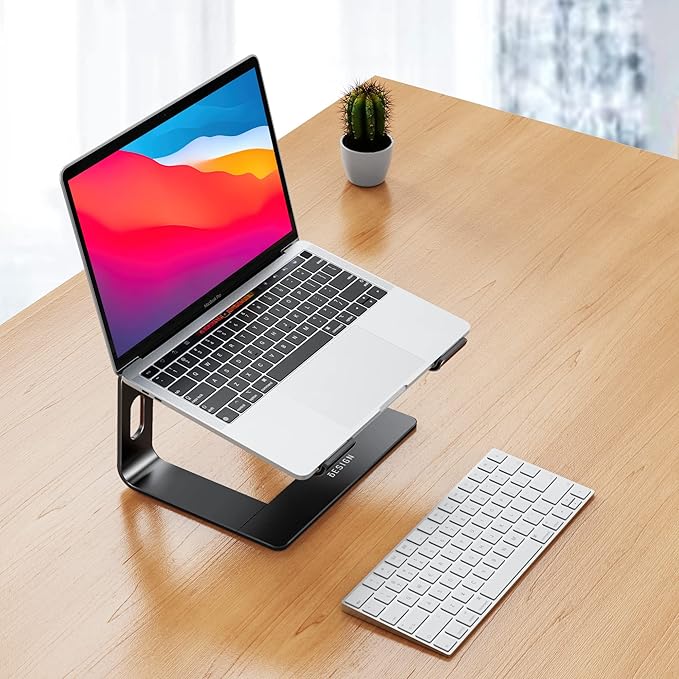 BESIGN LS03 Aluminum Laptop Stand, Ergonomic Detachable Computer Stand, Notebook Riser, Laptop Mount Compatible with Air, Pro, Dell, HP, Lenovo More 10-15.6" Laptops, Black