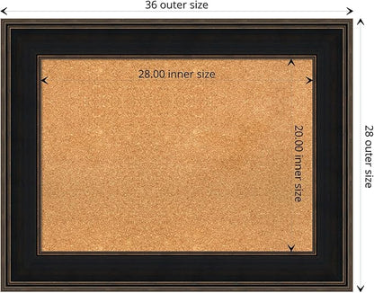 Amanti Art Natural Cork Board for Wall, 28x36 Vision Board with Brown Wood Frame, Medium Corkboard Office Decor for Home Organization, Casual Corkboard Pinboard to display items for home organization