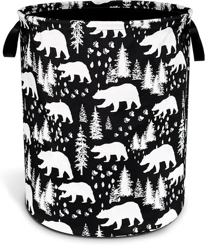 Bear Laundry Basket Forest Bear Paw Foldable Oxford Cloth Funny Tote Bag Laundry Hamper Clothes Storage Bucket Toy Organizer For Bathroom/Laundry Storage/Bedroom 18.9x16.5 Inch