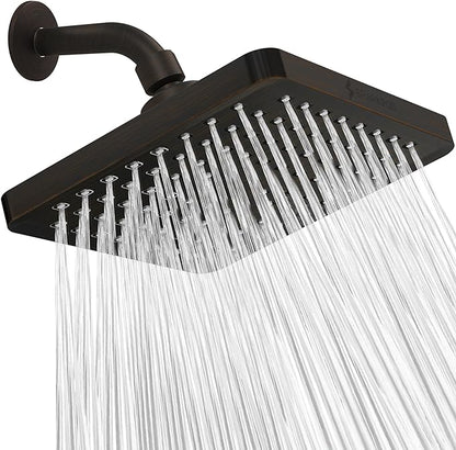 SparkPod Rain Shower Head, 8 Inch Square | High Pressure Shower Heads, 90 Nozzle (Touch-to-Clean), Adjustable Showerhead, No-tool Universal Connection