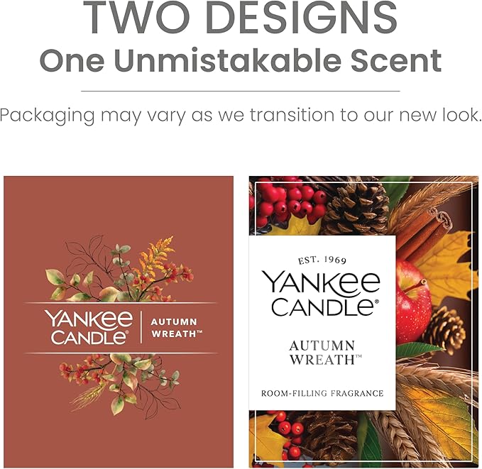 Yankee Candle Large Tumbler Scented Candle with up to 80 Hour Burn Time, Premium Plant Wax Blend for Consistent Burn, 20 oz Tumbler Candle with Room Filling Fragrance, Autumn Wreath