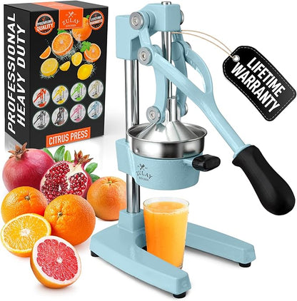 Zulay Kitchen Cast Iron Juicer - Heavy Duty Manual Juicer with Detachable Strainers for Easy Cleaning, Orange Juice Press for Citrus Fruits, Perfect for Bartenders, Juice Lovers & Health Enthusiasts
