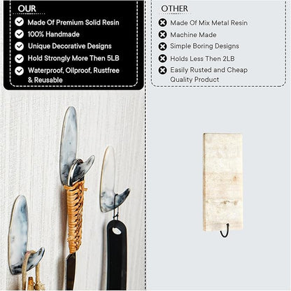 Indian Shelf Decorative Resin Adhesive Wall Hooks for Coats – 12 Hooks 24 Strips, Waterproof, Rustproof Towel Holder, No-Drill Hangers for Bathroom & Kitchen – Cute Key Holder for Wall