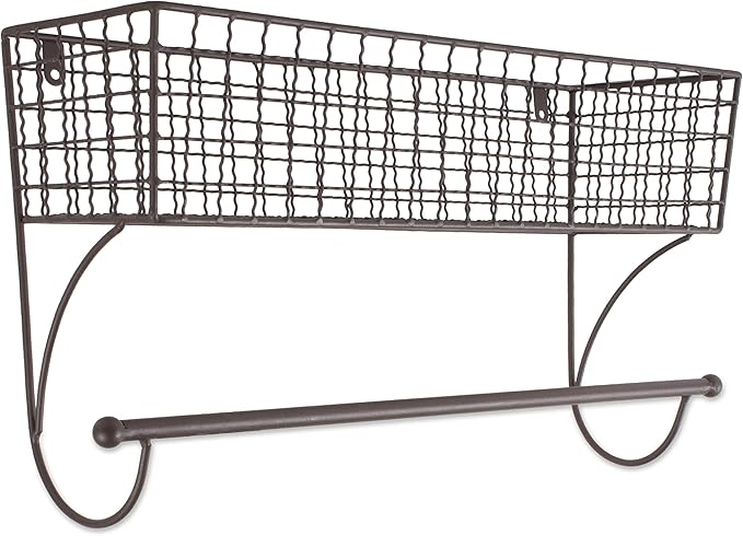 DII Rustic Farmhouse Bathroom Décor, Metal Storage, Large Towel Bar, Rustic